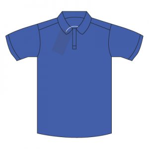 1111 Royal Fairtrade Cotton Polo Shirt with School logo.