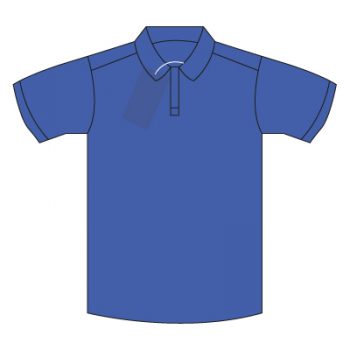 1111 Royal Fairtrade Cotton Polo Shirt with School logo.